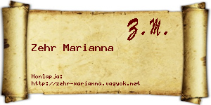 Zehr Marianna névjegykártya